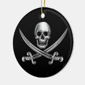 Silver Skull en Crossed Swords Keramisch Ornament (Links)