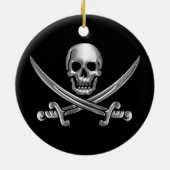 Silver Skull en Crossed Swords Keramisch Ornament (Achterkant)