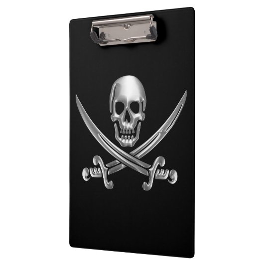 Silver Skull en Crossed Swords Klembord (Links)