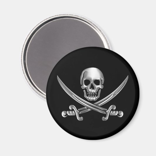 Silver Skull en Crossed Swords Magneet (Voorkant / Achterkant)