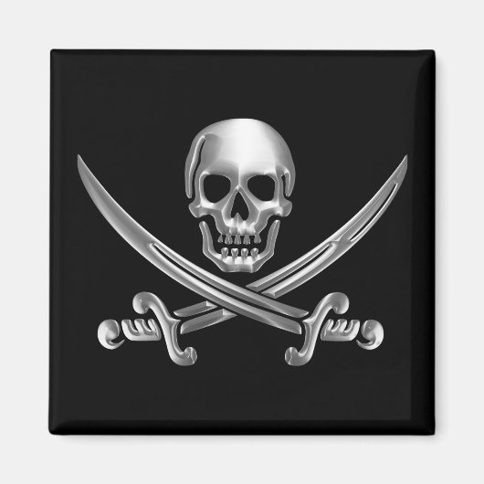 Silver Skull en Crossed Swords Magneet (Voorkant)