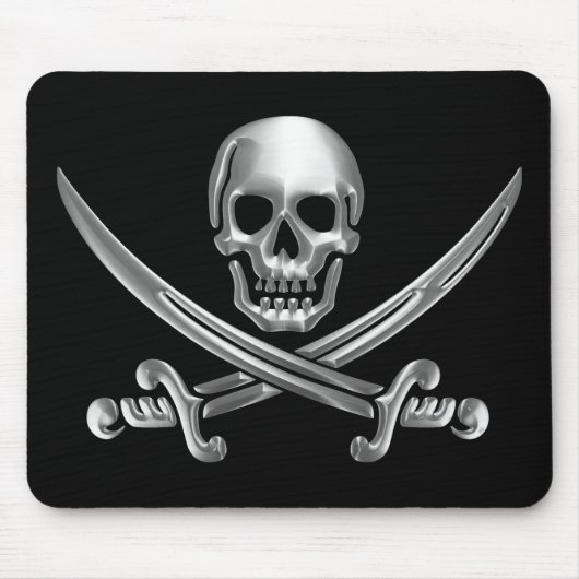 Silver Skull en Crossed Swords Muismat (Voorkant)