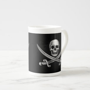Silver Skull en Crossed Swords Porselein Kop