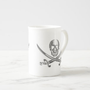 Silver Skull en Crossed Swords Porselein Kop