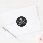 Silver Skull en Crossed Swords Ronde Sticker (Envelop)