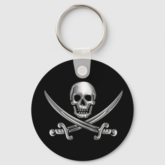 Silver Skull en Crossed Swords Sleutelhanger (Voorkant)