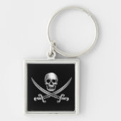 Silver Skull en Crossed Swords Sleutelhanger (Voorkant)