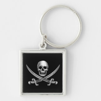 Silver Skull en Crossed Swords Sleutelhanger