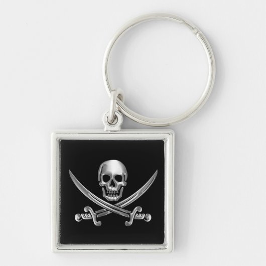 Silver Skull en Crossed Swords Sleutelhanger (Voorkant)