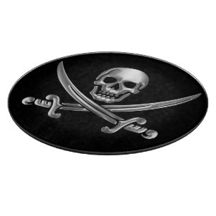 Silver Skull en Crossed Swords Snijplank