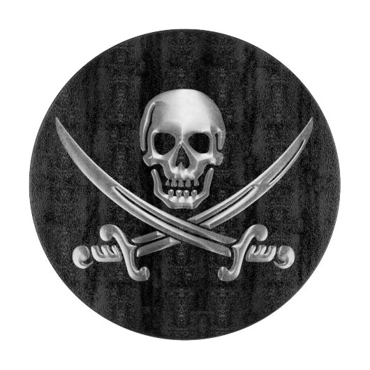 Silver Skull en Crossed Swords Snijplank (Voorkant)