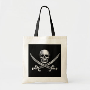 Silver Skull en Crossed Swords Tote Bag