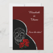 Silver Skull en Rozen Modern Gothic Wedding Save The Date (Voorkant)