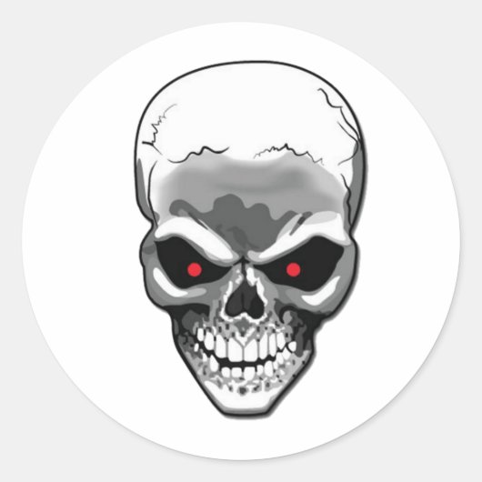 Silver Skull Ronde Sticker (Voorkant)