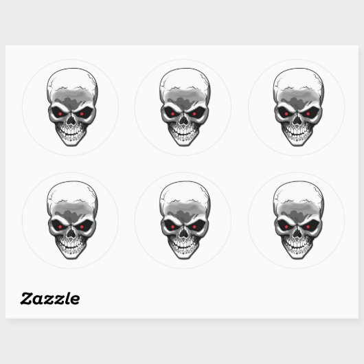 Silver Skull Ronde Sticker (Vel)
