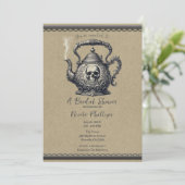  Silver Skull Tea Kettle Vrijgezellenfeest Kaart (Staand voorkant)