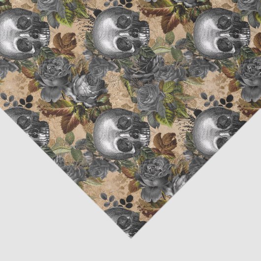 Silver Skulls en Rozen Pattern Tissuepapier (Detail)