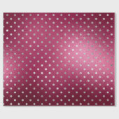Silver Small Polka Dots Grey Metallic Beet Red Cadeaupapier (Vlak)