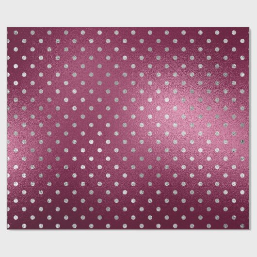 Silver Small Polka Dots Grey Metallic Beet Red Cadeaupapier (Vlak)