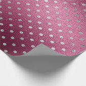 Silver Small Polka Dots Grey Metallic Beet Red Cadeaupapier (Hoek)