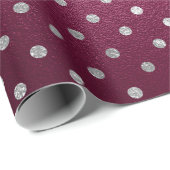 Silver Small Polka Dots Grey Metallic Beet Red Cadeaupapier (Rol Hoek)