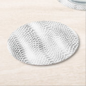 Silver Snake Print Ronde Kartonnen Onderzetter (Gebogen)