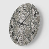 Silver Snake Skin Round Roman Nummerklok Grote Klok (Hoek)