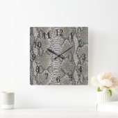 Silver Snake Skin Square Clock Vierkante Klok (Huis)