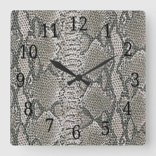 Silver Snake Skin Square Clock Vierkante Klok