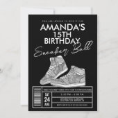 Silver Sneaker Ball Birthday Uitnodiging (Voorkant)