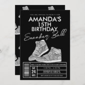 Silver Sneaker Ball Birthday Uitnodiging (Voorkant / Achterkant)