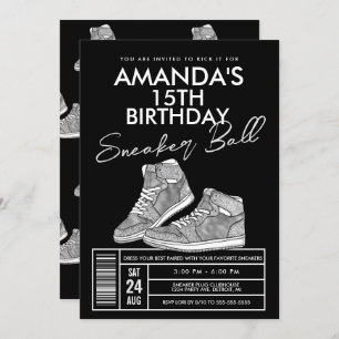 Silver Sneaker Ball Birthday Uitnodiging