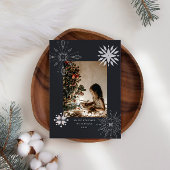 Silver Sneeuwvlok met fotovakantiekaart Feestdagenkaart