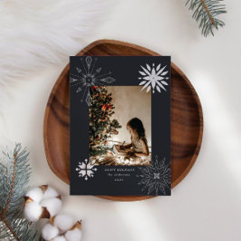 Silver Sneeuwvlok met fotovakantiekaart Feestdagenkaart