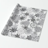 Silver sneeuwvlokpatroon kerstpapier cadeaupapier (Uitgerold)