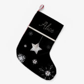 Silver snewflake hygge Monogram Kerstmis stoppen Kleine Kerstsok (Voorkant (Hangend))