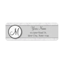 Silver Snow Floral Wisps & Stripes met monogram