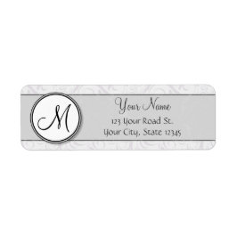 Silver Snow Floral Wisps & Stripes met monogram Etiket