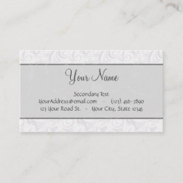 Silver Snow Floral Wisps & Stripes met monogram Visitekaartje