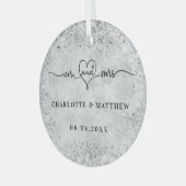 Silver snow noemt de heer mevrouw elegant new weds glas ornament (Voorkant links)