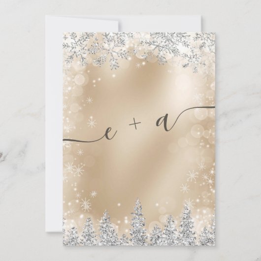 Silver Snow Pine Gold folie Christmas save the dat Save The Date (Achterkant)