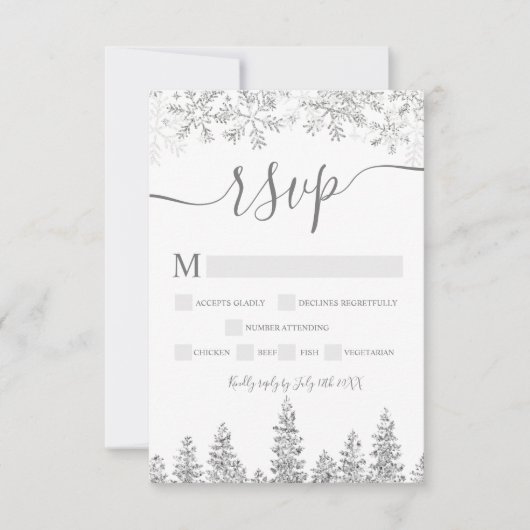 Silver snow pine navy Kerstwinter rsvp (Voorkant)