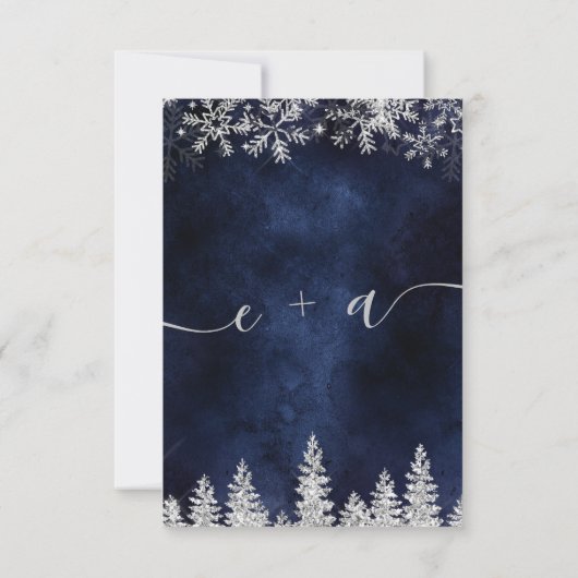 Silver snow pine navy Kerstwinter rsvp (Achterkant)