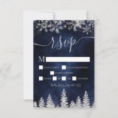 Silver snow pine navy Kerstwinter rsvp Kaart (Voorkant)