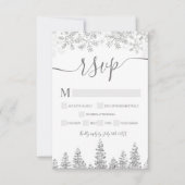 Silver snow pine navy Kerstwinter rsvp Kaartje (Voorkant)