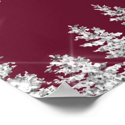 Silver snow pine red Christmas winter wedding Poster (Hoek)