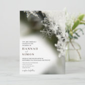 Silver Snow Winter Weduwen Uitnodiging (Staand voorkant)