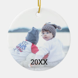 Silver Snowflake 2 Sided Photo Christmas Keramisch Ornament