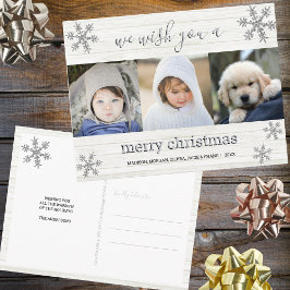 Silver Snowflake 3 Foto Merry Kerstmis Briefkaart