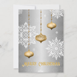 Silver Snowflake and Ornament Christmas Card Feestdagenkaart